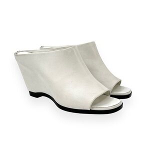 HYKE Japan SS21 White Leather Wedge Platform Mules sz 255